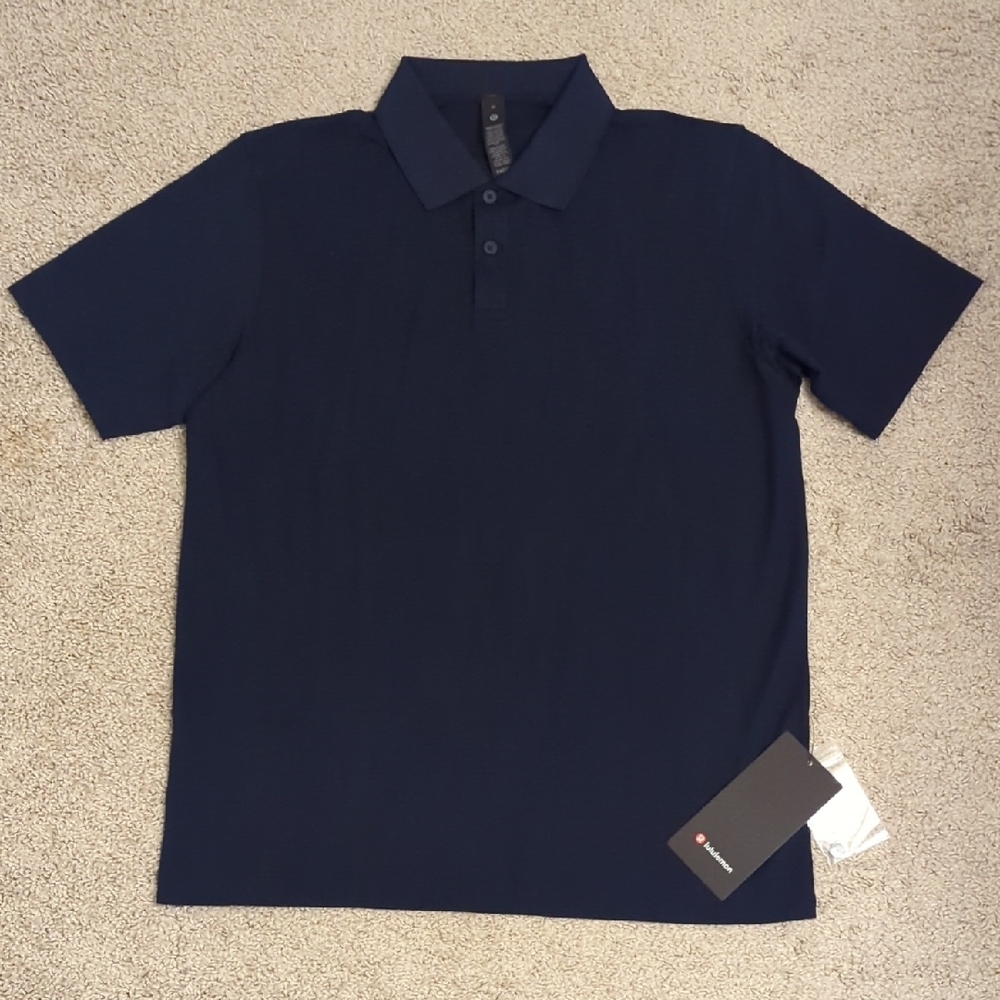 Lululemon Athletica Blue Polo Shirt with Textured Fabric